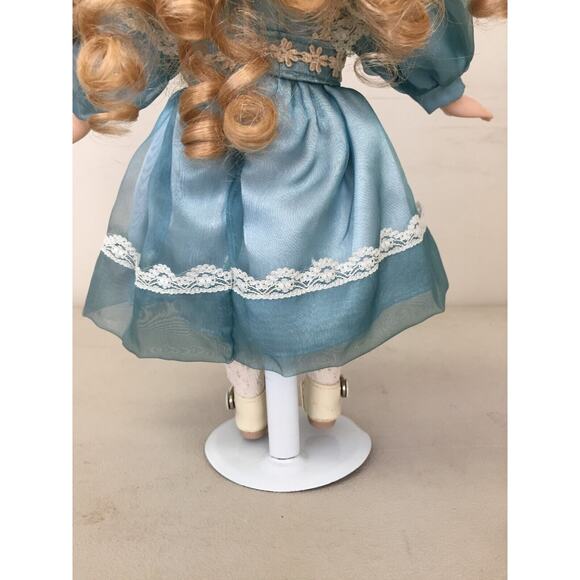 Collectors Choice Doll by Dan Dee Porcelain Blonde Doll Blue Dress Blue Eyes main image 5